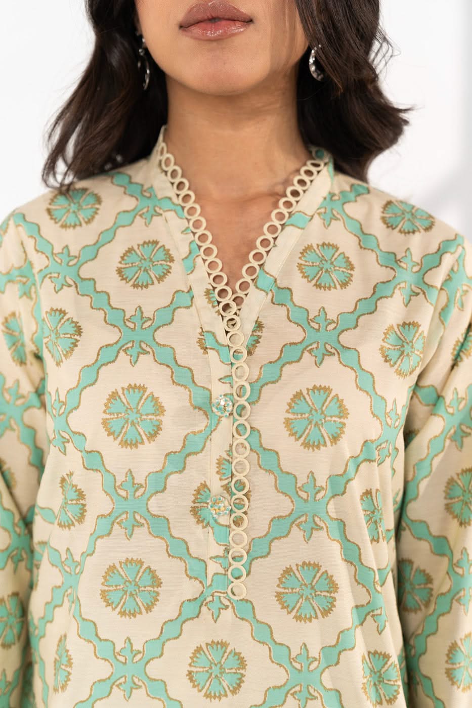 Stitched - Printed Cotton Silk Kurta