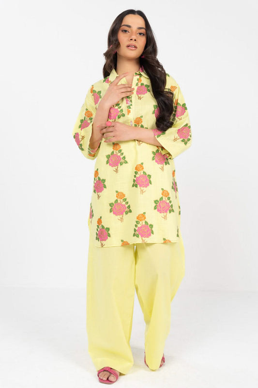 Stitched - 2 Pc Printed Two Way Slub Outfit
