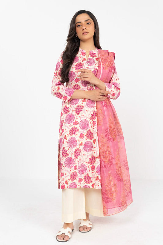 Stitched - 3 Pc Printed Cambric Outfit