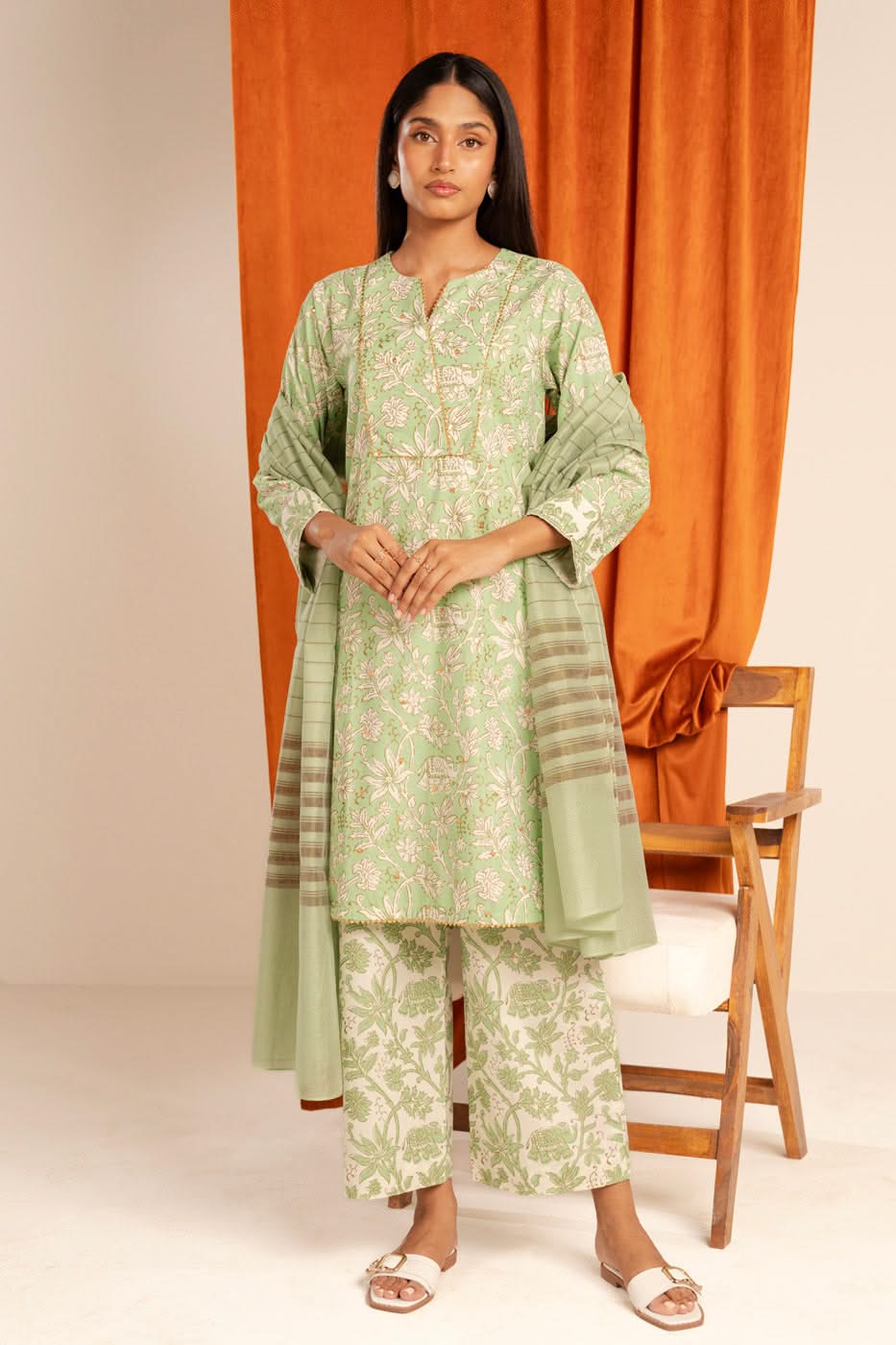 Stitched - 3 Pc Embroidered Irish Outfit