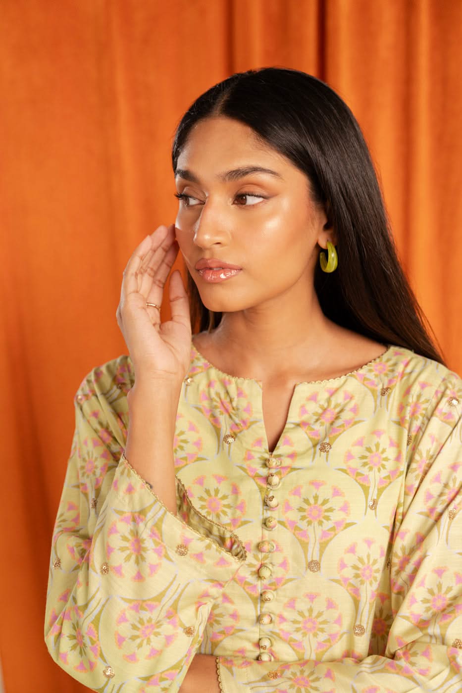 Stitched - 2 Pc Printed Embroidered Raw Silk Outfit